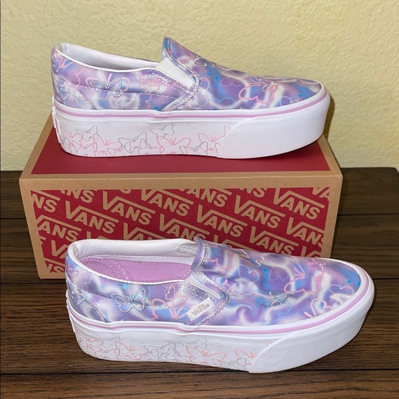 Vans Shoes - Vans Slip-On Platform Sneakers - Lavender Pink Butterfly